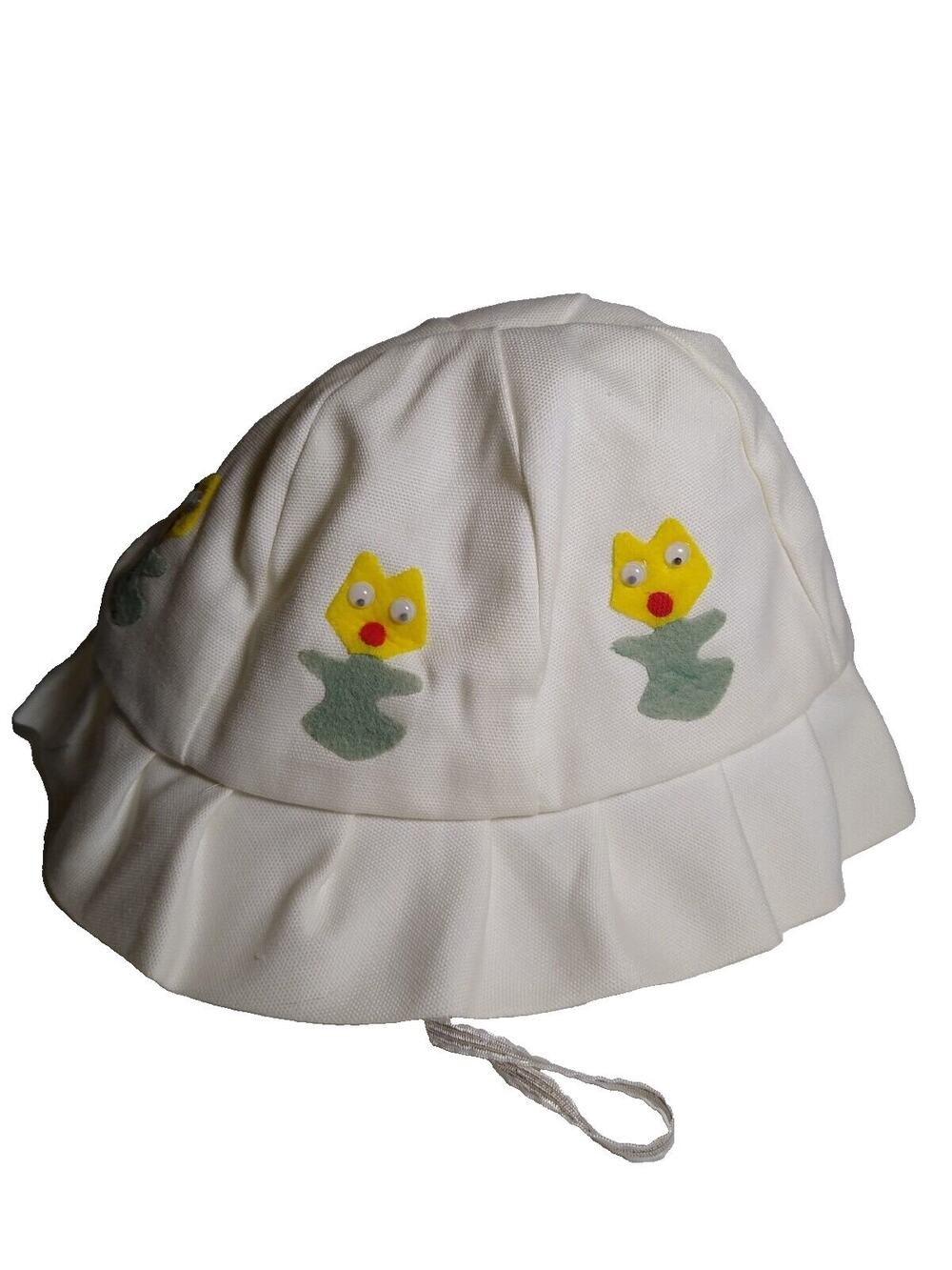 Vintage Child's Beach Hat Moving Eye Sun Flowers Japan Retro Mod 1960s Unused
